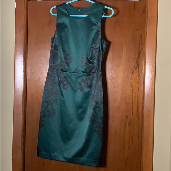 Satin Green and Black sheath dress - Picture 3 of 3
